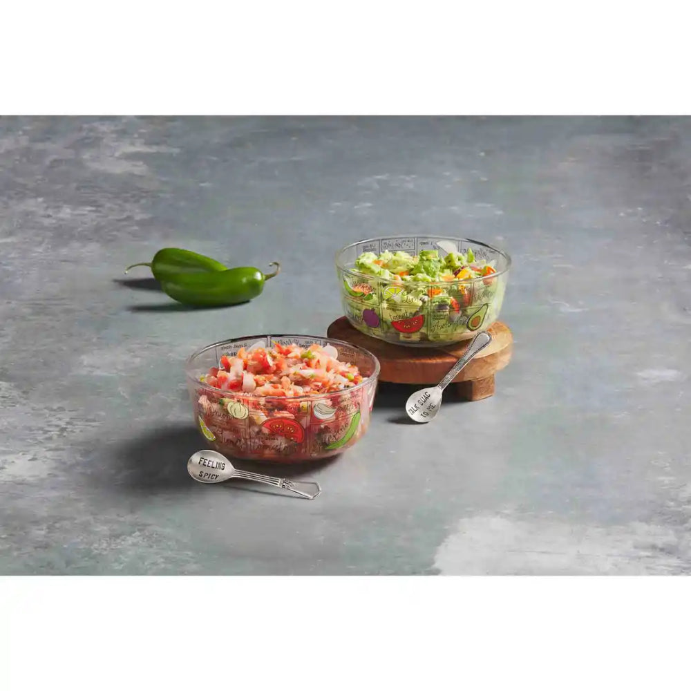 Mud Pie Guac Glass Dip Bowl Set