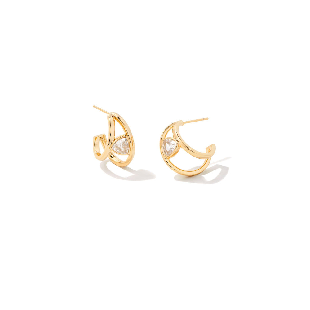 Kendra Scott Arden Huggie Hoop Earrings in White Crystal