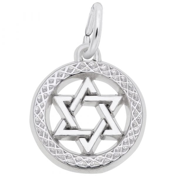 Sterling Silver Star of David in Disc Charm