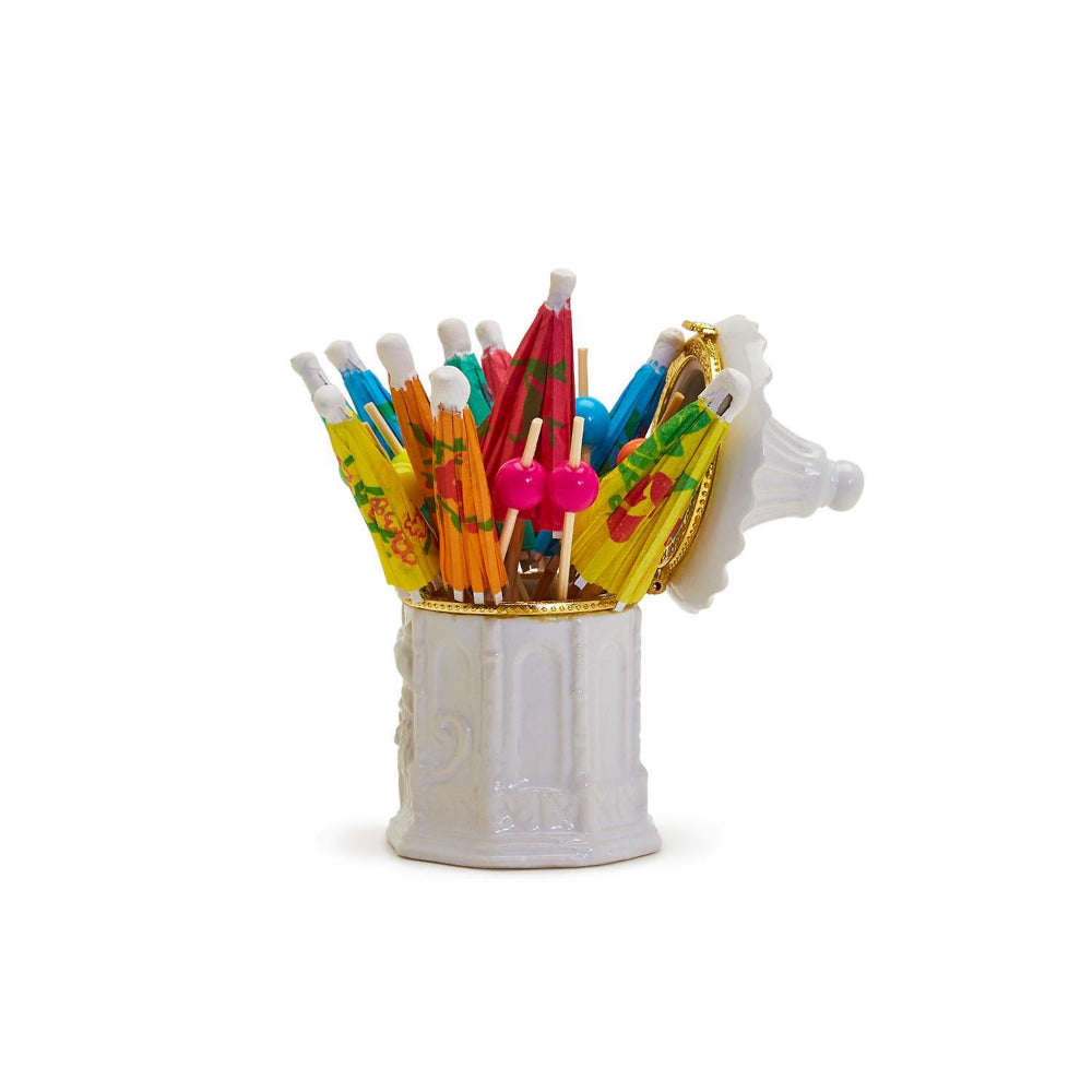 Two's Company Pagoda Limoges-Style Trinket Box with Paper Umbrella & Bamboo Picks