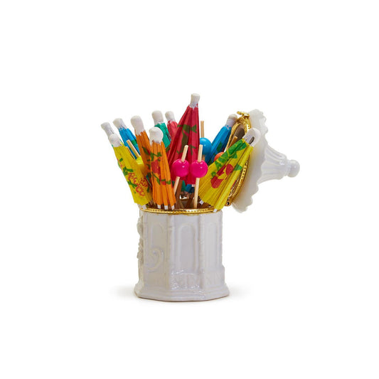 Two's Company Pagoda Limoges-Style Trinket Box with Paper Umbrella & Bamboo Picks