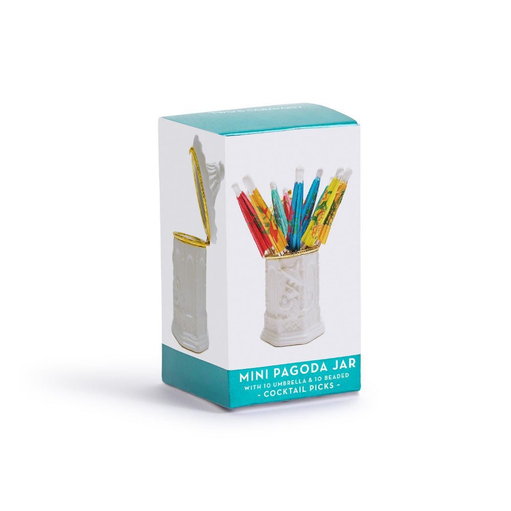 Two's Company Pagoda Limoges-Style Trinket Box with Paper Umbrella & Bamboo Picks