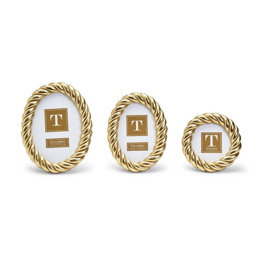 Two's Company Gilded Rope Gold Finish Photo Frame