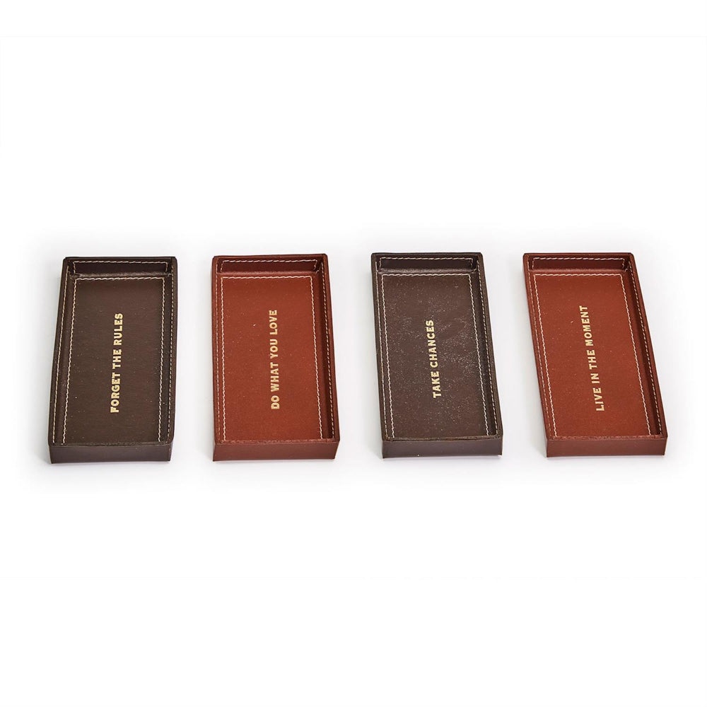 Two's Company Genuine Leather Desk/Office/Trinket Tray with Gold Foil Accent