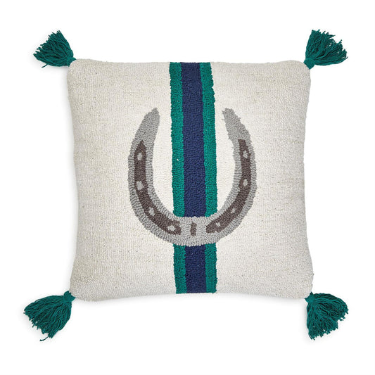 Two's Company Country Horse Punch Embroidery and Tassel Accent Throw Pillows