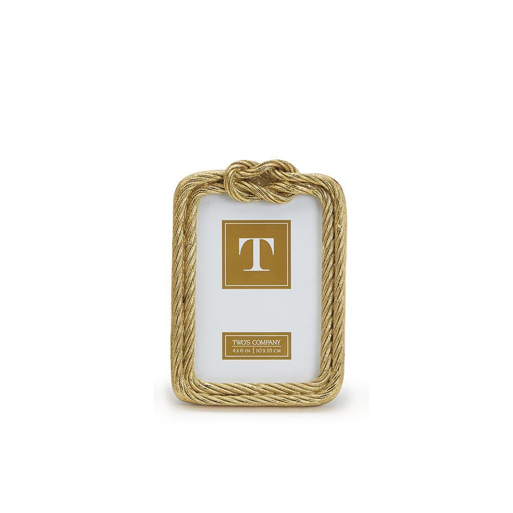 4x6 picture frames with a gold top knot rope design, displayed against a white background. 