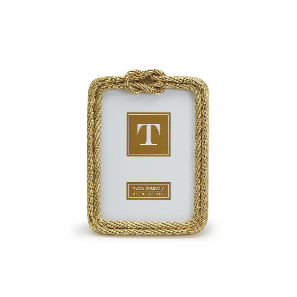 5x7 picture frames with a gold top knot rope design, displayed against a white background. 