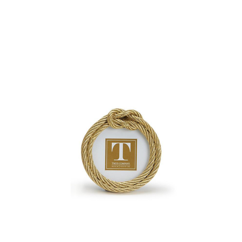 4"  picture frames with a gold top knot rope design, displayed against a white background. 