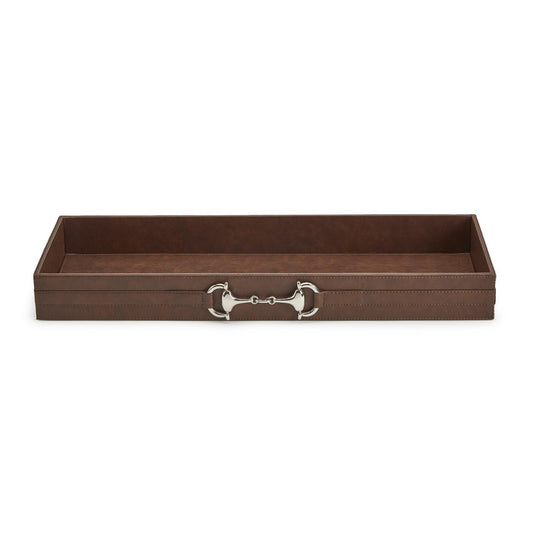Two's Company Equus Long Bar/Table Side Tray with Polished Horse Bit Accent