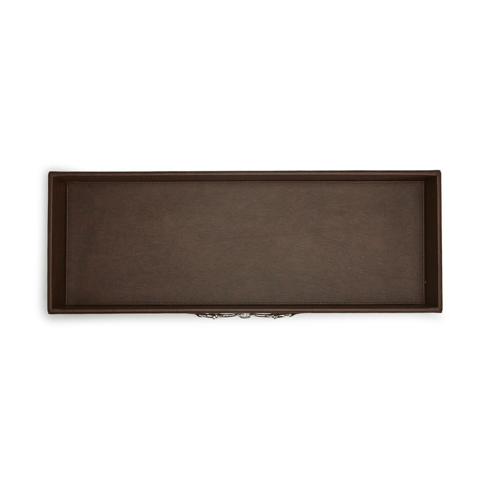 Two's Company Equus Long Bar/Table Side Tray with Polished Horse Bit Accent