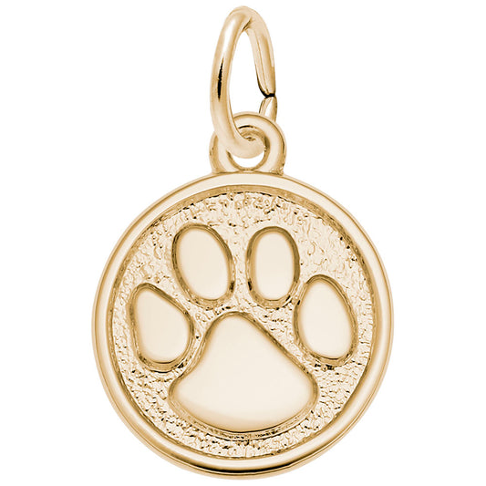 14k Gold Small Paw Charm
