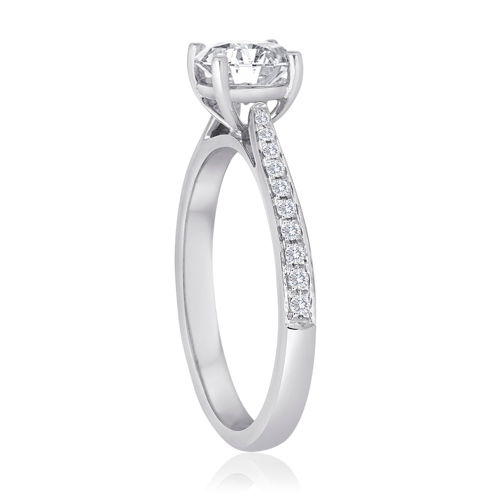 14k Pave Channel Engagement Ring