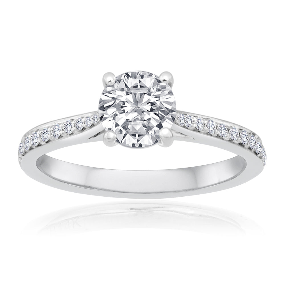 14k Pave Channel Engagement Ring