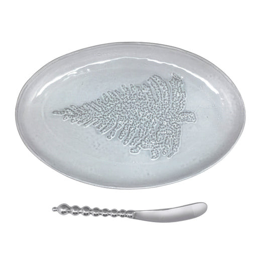 Mariposa Ceramic Tree Oval Plate & Beaded Spreader