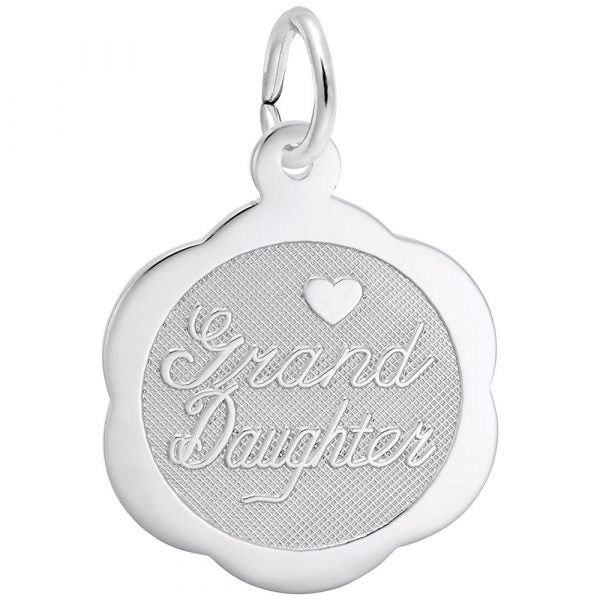 Sterling Silver Grandaughter Scalloped Disc Charm