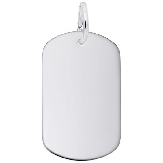 Sterling Silver Plain Dog Tag Charm