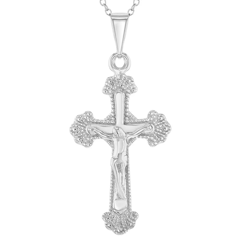 Children's Sterling Silver Cross Crucifix Pendant Necklace