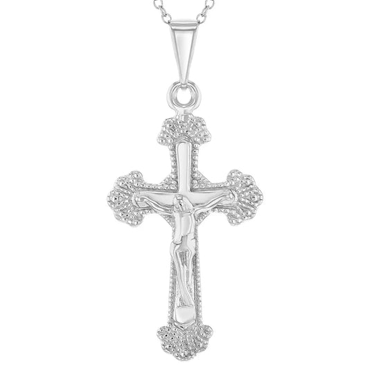 Children's Sterling Silver Cross Crucifix Pendant Necklace