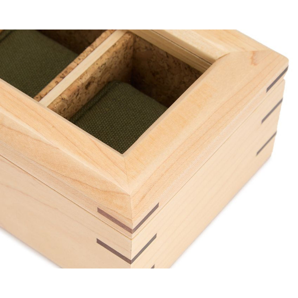 Wolf Designs Analog/Shift Flatiron II 5-Piece Watch Box- Natural Wood