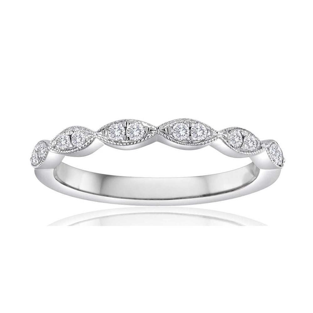 14k White Gold Navette Diamond Ring