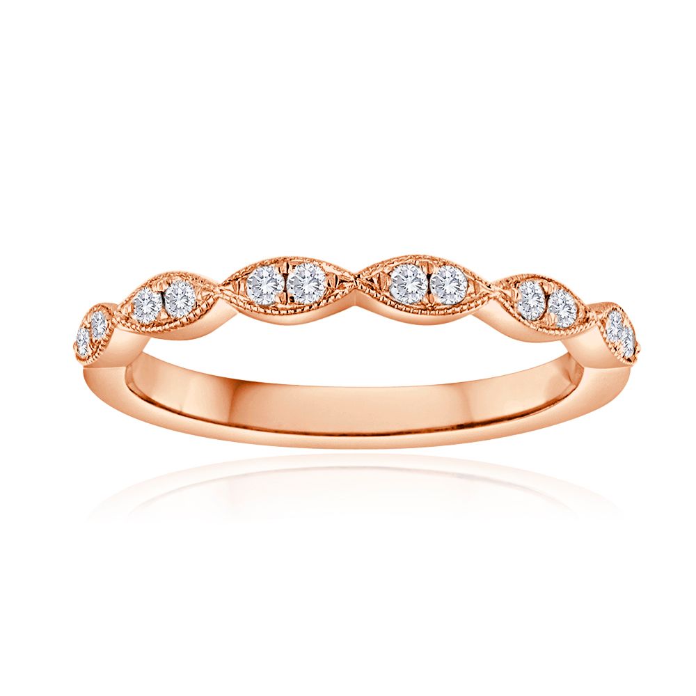 14k Rose Gold Navette Diamond Ring
