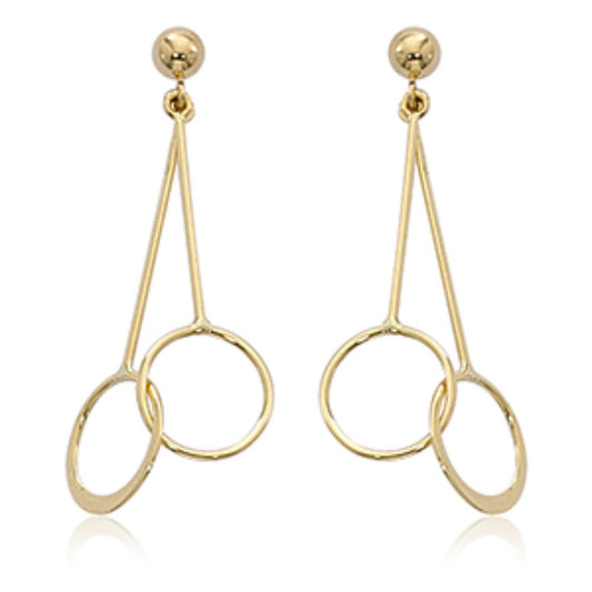 14k Gold Mini Circle Drop Earrings