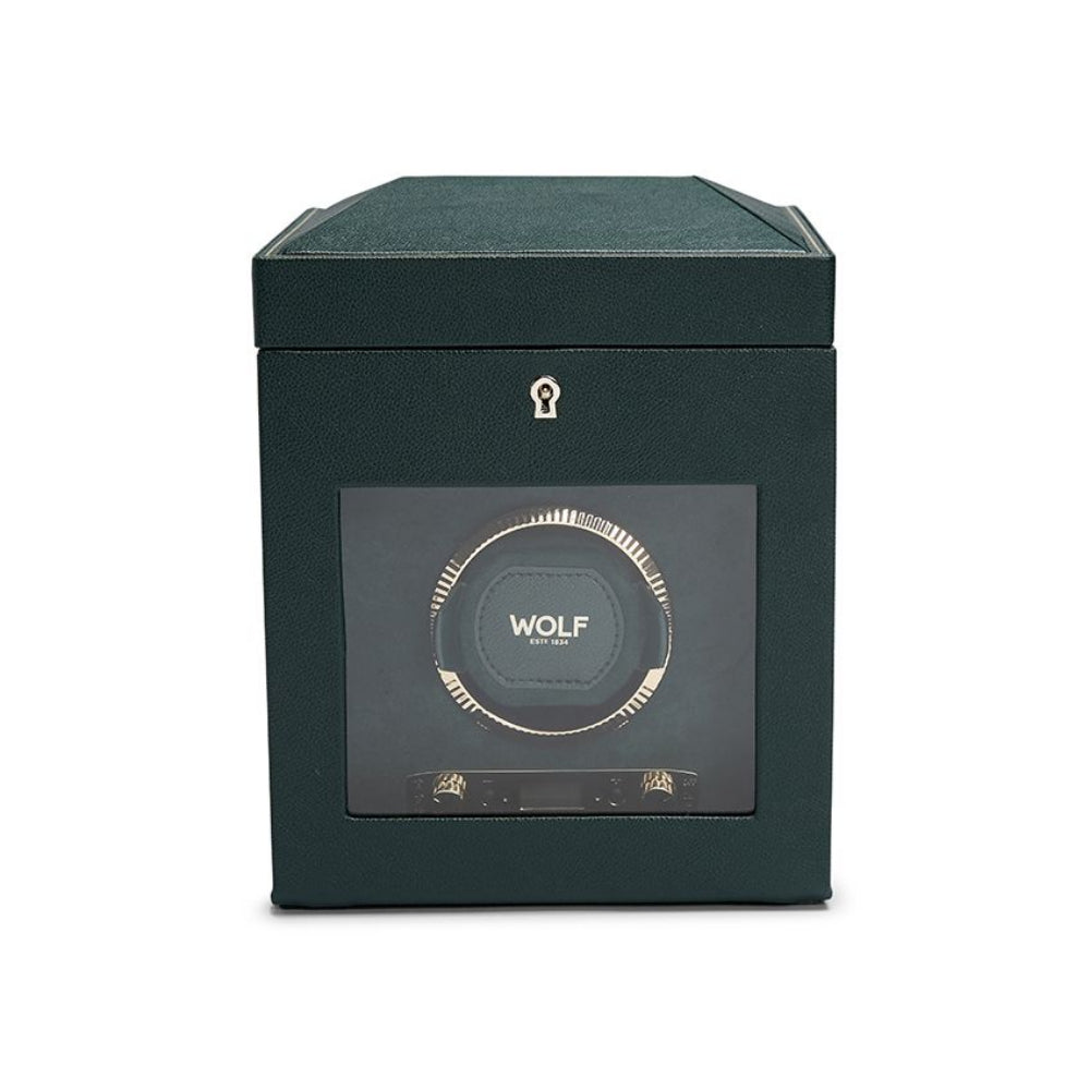 Wolf Designs British Racing Single Watch Winder with Storage - Green
