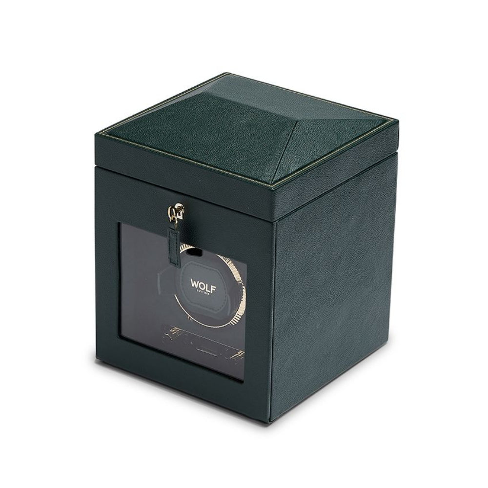 Wolf Designs British Racing Single Watch Winder with Storage - Green