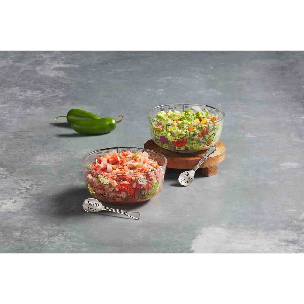 Mud Pie Salsa Glass Dip Bowl Set