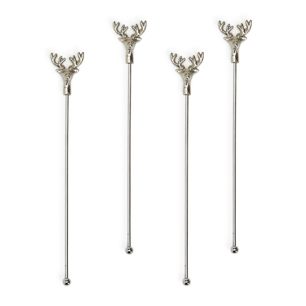 Two's Company Set of 4 Antler Drink Stirrers on Gift Card