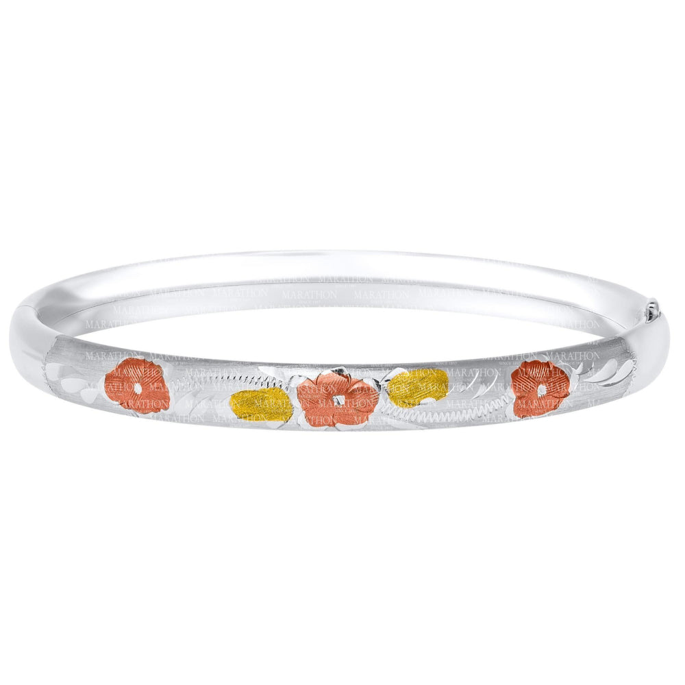 Sterling Silver Floral Baby Bangle