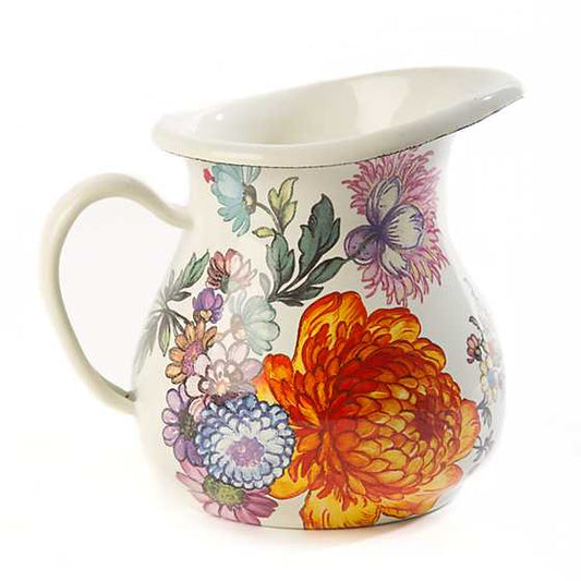 MacKenzie-Childs Flower Market White Enamel Creamer