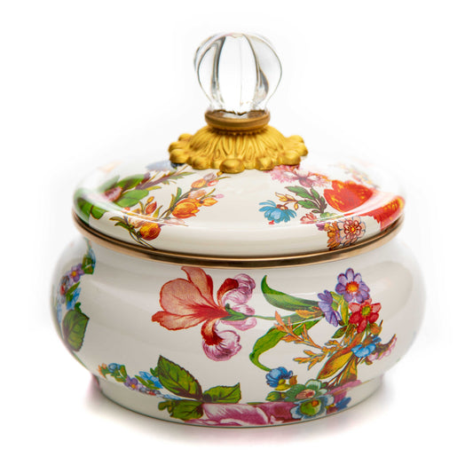 MacKenzie-Childs Flower Market Squashed Pot - White