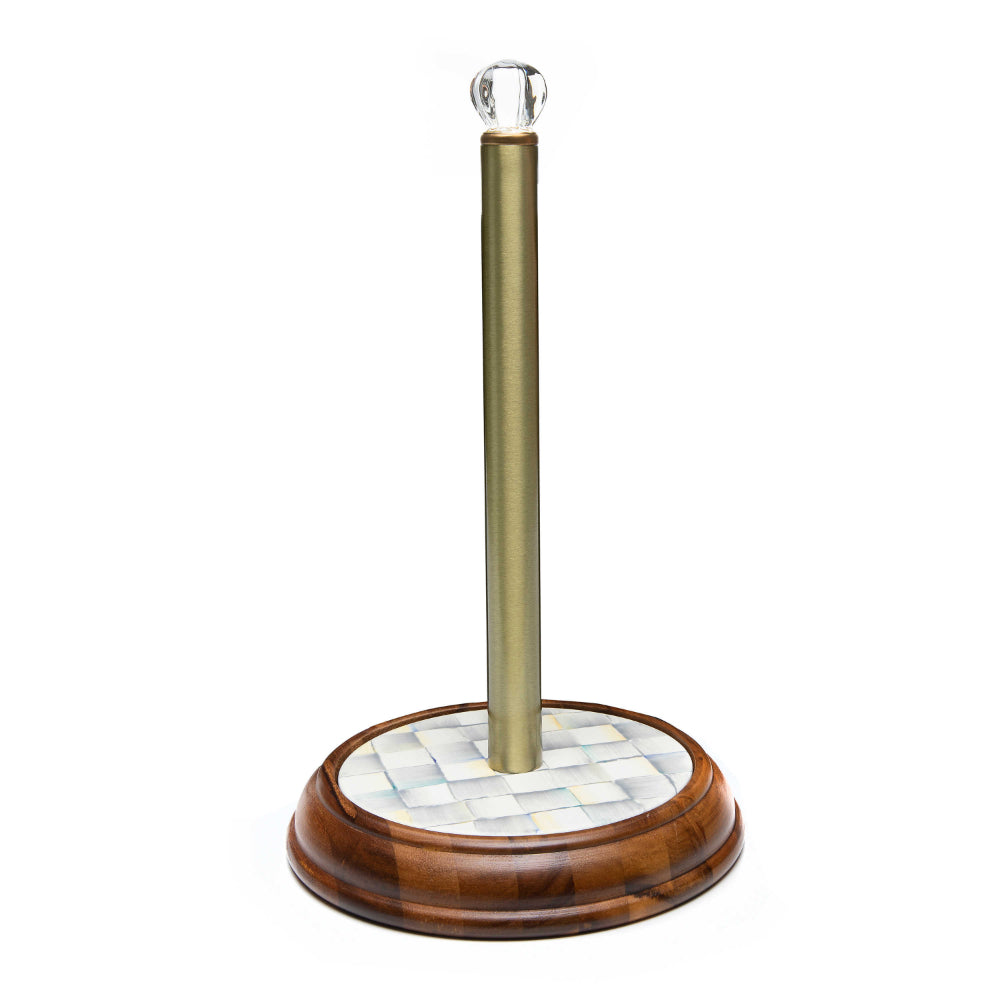 MacKenzie-Childs Sterling Check Wood Paper Towel Holder