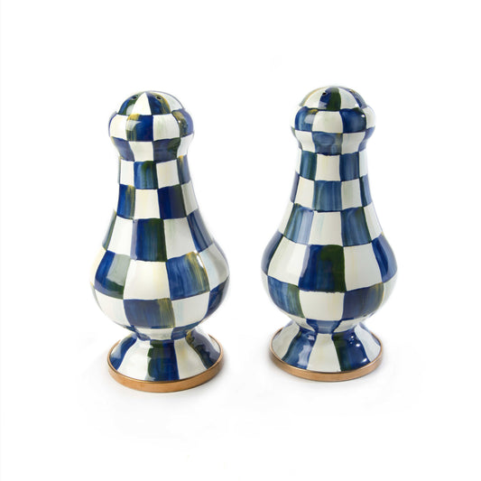 MacKenzie-Childs Royal Check Enamel Large Salt & Pepper Shakers