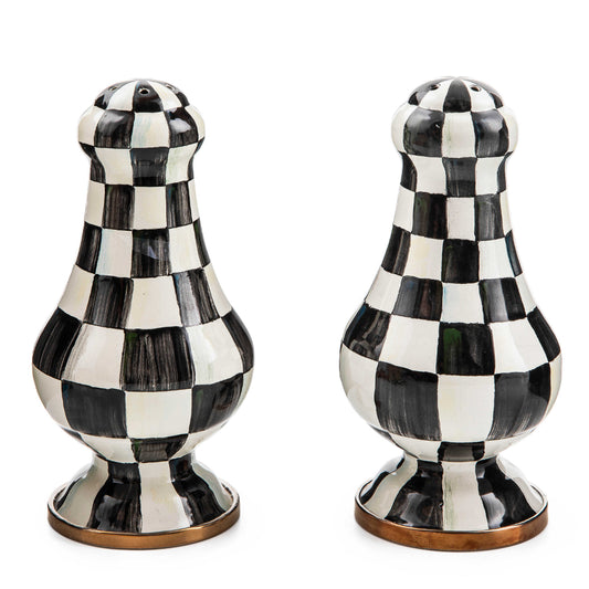 MacKenzie-Childs Courtly Check Enamel Large Salt & Pepper Shakers