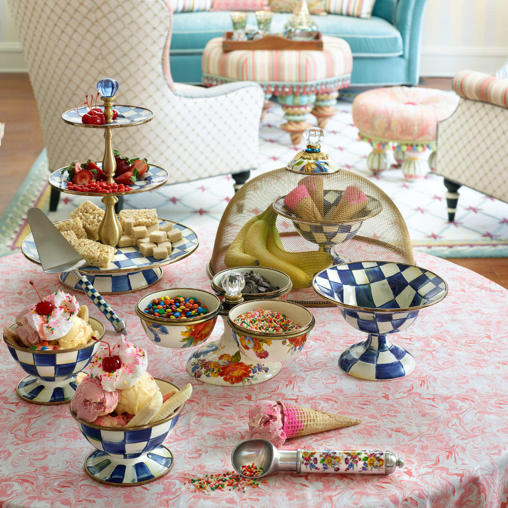 MacKenzie-Childs Royal Check Enamel Ice Cream Dish