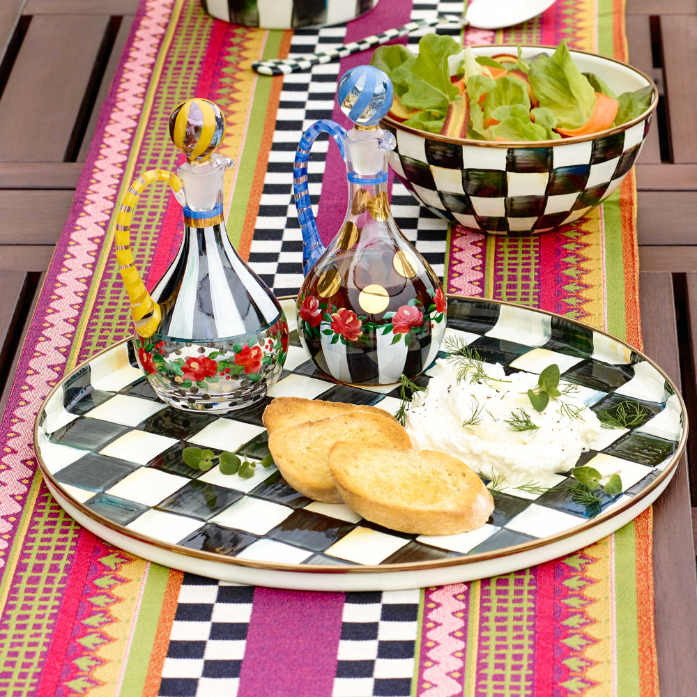 MacKenzie-Childs Courtly Check Enamel Round Tray