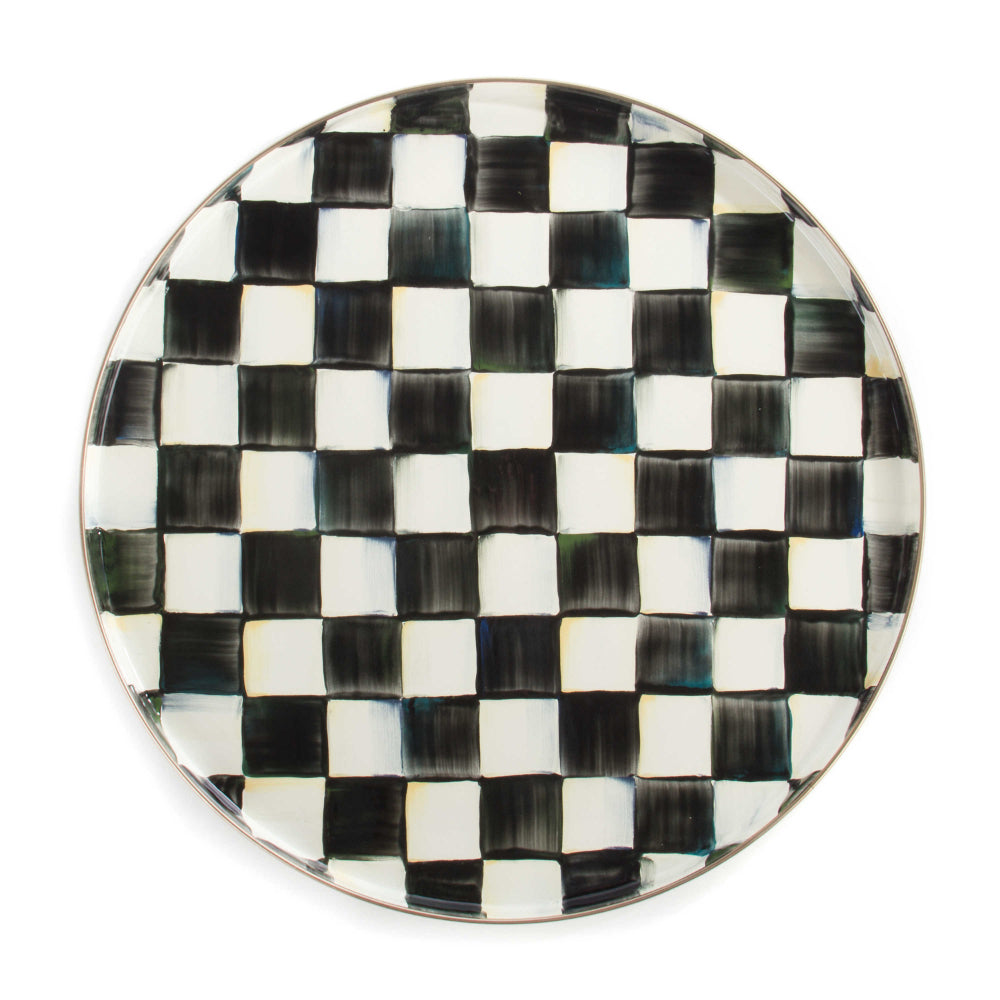 MacKenzie-Childs Courtly Check Enamel Round Tray