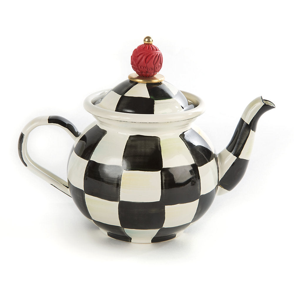 MacKenzie-Childs Courtly Check Enamel Tea for Me Pot