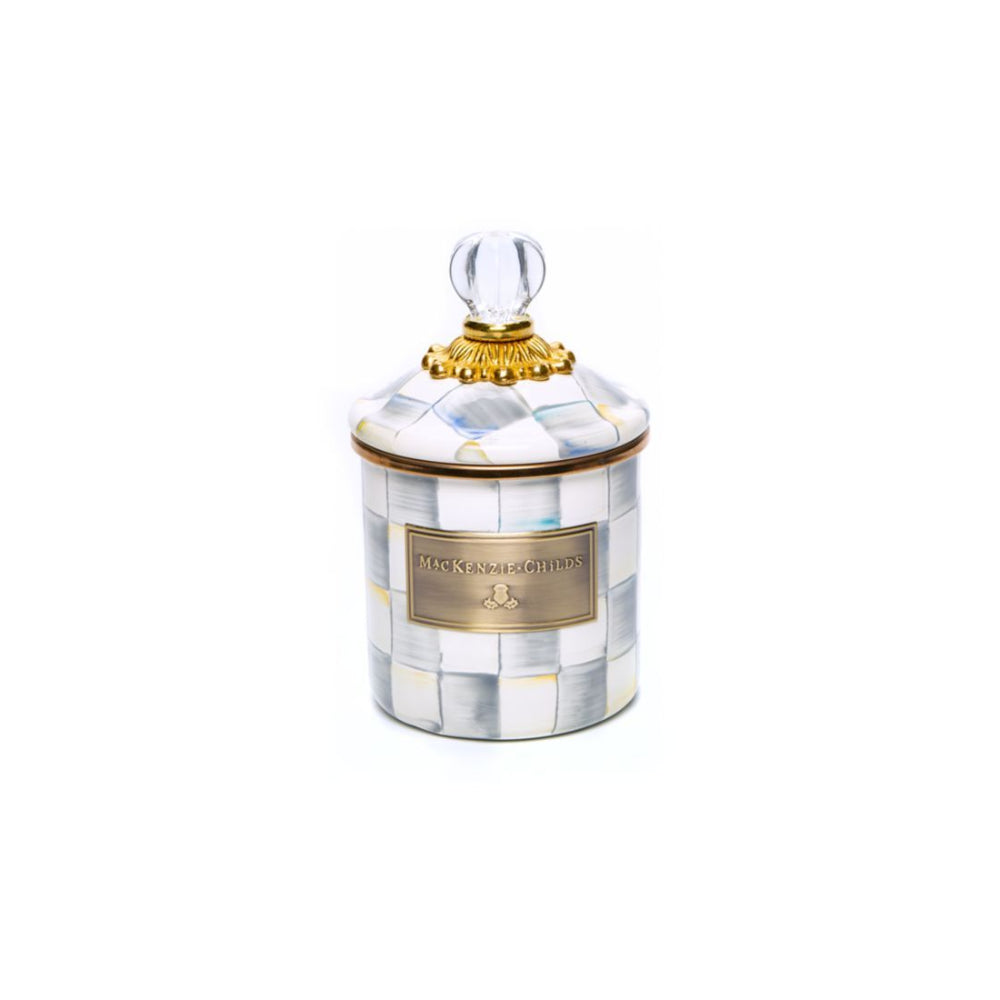 Demi_sterling check canister on white background.