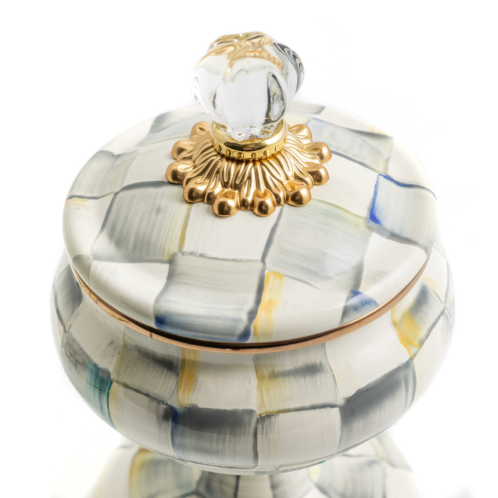 MacKenzie-Childs Sterling Check Enamel Curiosity Pot