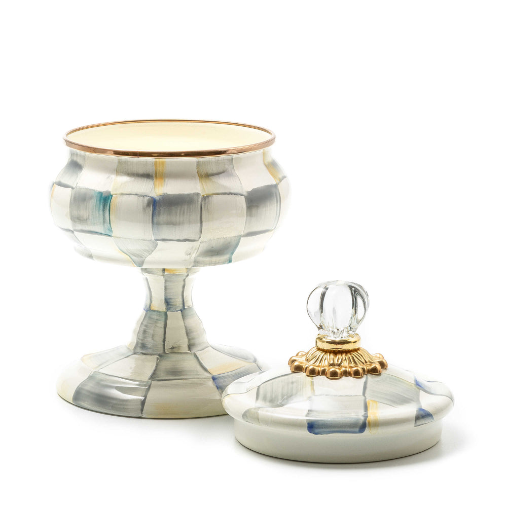 MacKenzie-Childs Sterling Check Enamel Curiosity Pot