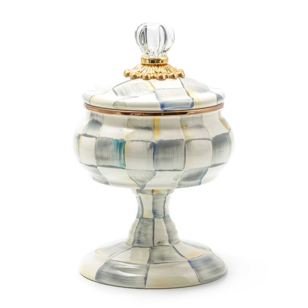MacKenzie-Childs Sterling Check Enamel Curiosity Pot
