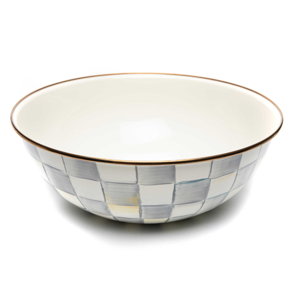 MacKenzie-Childs Sterling Check Enamel Everyday Bowl Extra Large