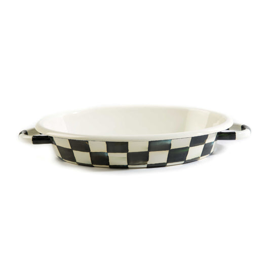 MacKenzie-Childs Courtly Check Enamel Oval Gratin Dish- Medium
