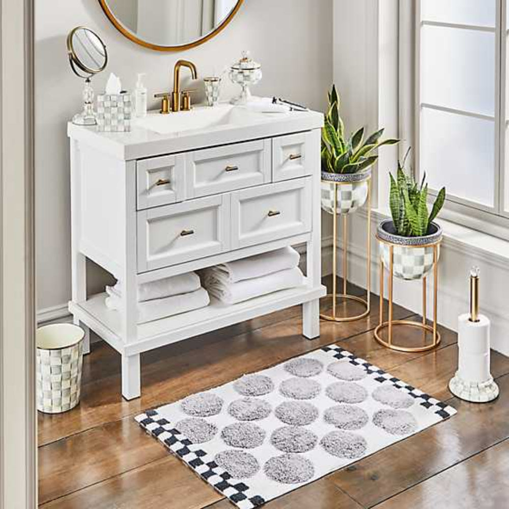 MacKenzie-Childs Sterling Check Enamel Toilet Tissue Storage