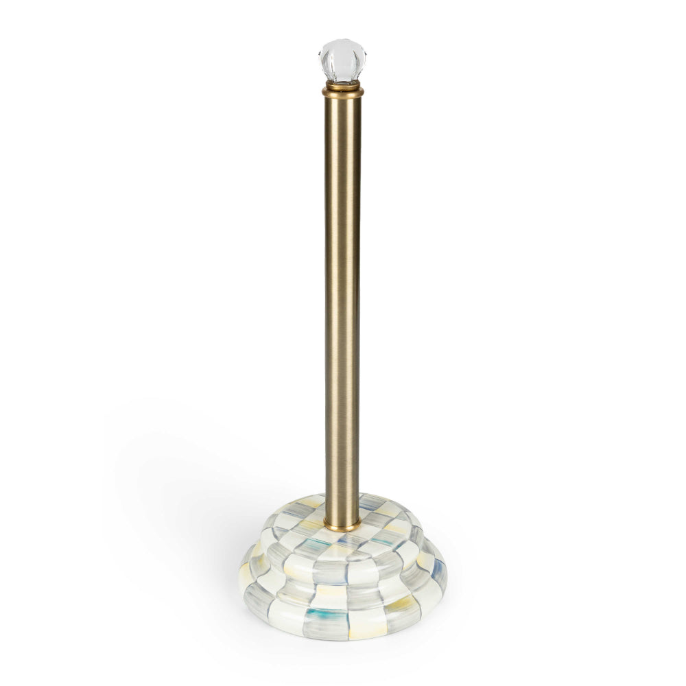 MacKenzie-Childs Sterling Check Enamel Toilet Tissue Storage