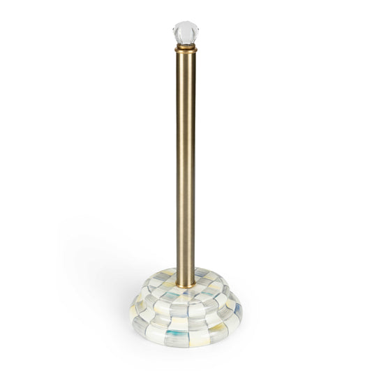 MacKenzie-Childs Sterling Check Enamel Toilet Tissue Storage