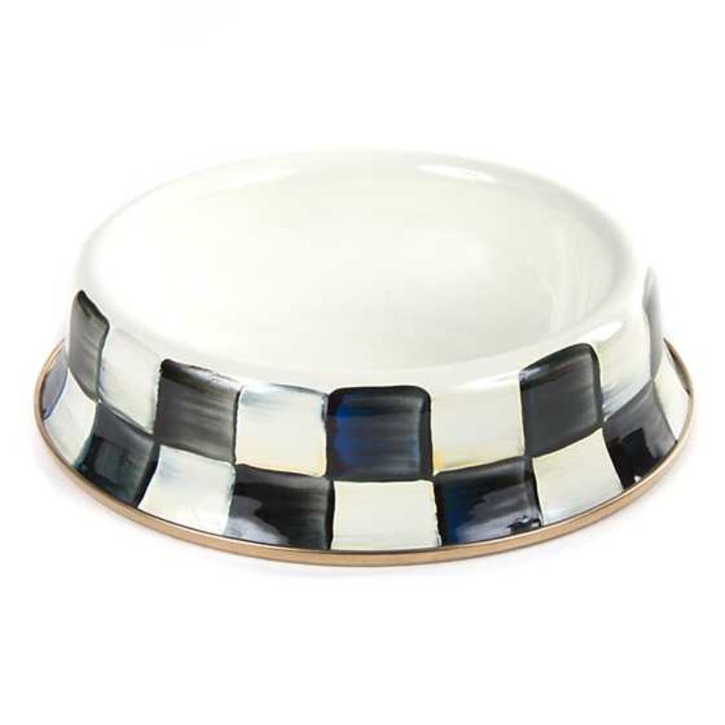 MacKenzie-Childs Courtly Check Enamel Cat Dish